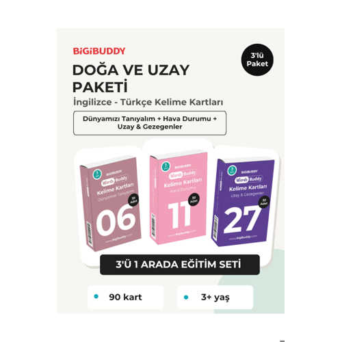 WORDSBUDDY ÇOCUKLAR İÇIN TÜRKÇE İNGILIZCE DOĞA VE UZAY PAKETI 90 KART 3'LÜ SET (CIHAZ HARIÇ)