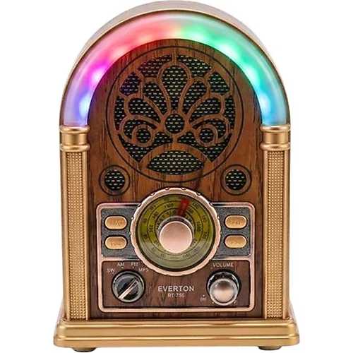 EVERTON RT-752 ŞARJLI, LED IŞIKLI  NOSTALJİK RADYO