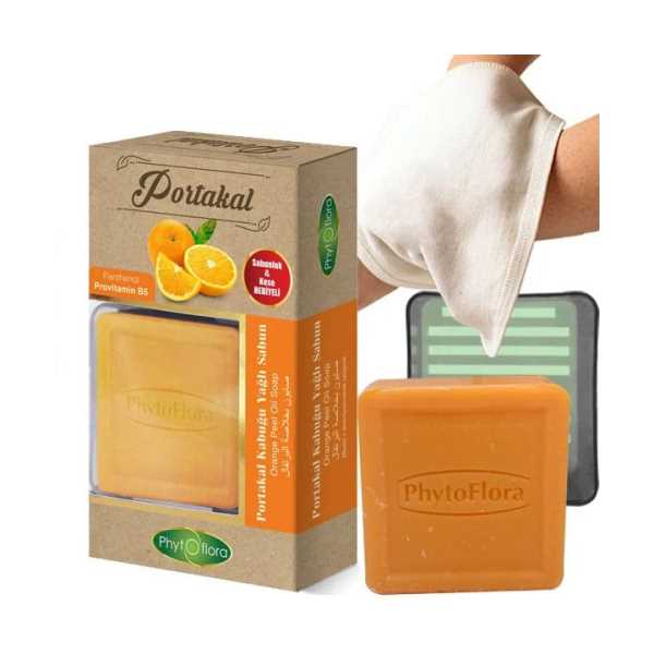  PHYTOFLORA PORTAKAL KABUĞU YAĞLI SABUN KESE VE SABUNLUK HEDİYELİ SET