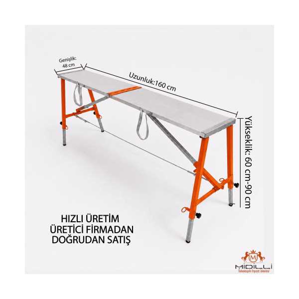 ALÜMİNYUM GÖVDELİ ÇELİK AYAKLI TELESKOPİK İNŞAAT İSKELESİ - 400 KG TAŞIMA KAPASİTESİ 90X48X160CM