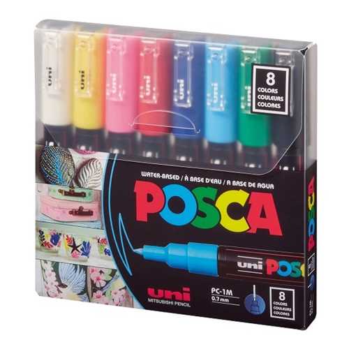 UNİ-BALL MARKÖR POSCA SU BAZLI 0.7 ANARENK 8Lİ