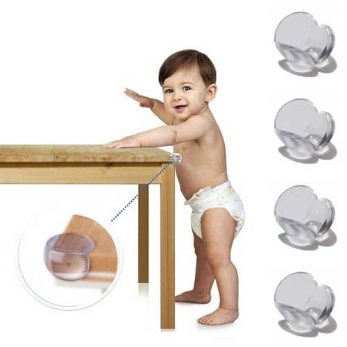 BEBEK ÇOCUK YUMUŞAK VE ESNEK DAİRESEL ŞEFFAF YAPIŞKANLI GÜVENLİK KÖŞE KORUYUCU (4 ADET) (4172)