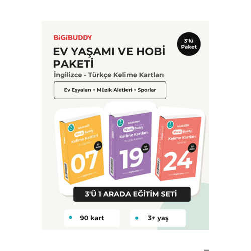 WORDSBUDDY ÇOCUKLAR İÇIN TÜRKÇE İNGILIZCE EV YAŞAMI VE HOBI PAKETI 90 KART 3'LÜ SET (CIHAZ HARIÇ)