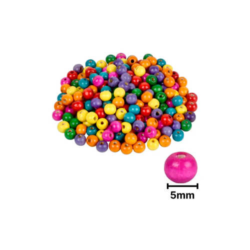 AHŞAP BONCUK RENKLİ ASKILI 5MM YUVARLAK 81793