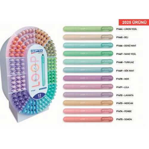 GIPTA FOSFORLU MARKER LOOP PASTEL 12 RENK  -288-