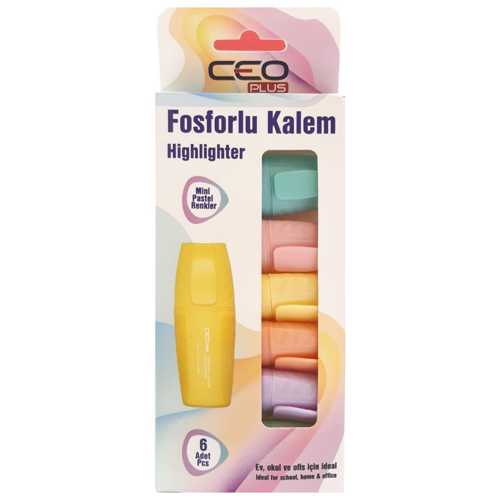 CEO FOSFORLU KALEM MİNİ PASTEL RENKLER 6LI