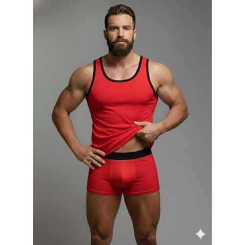 ERKEK KIRMIZI TANK TOP BOXER TAKIMI