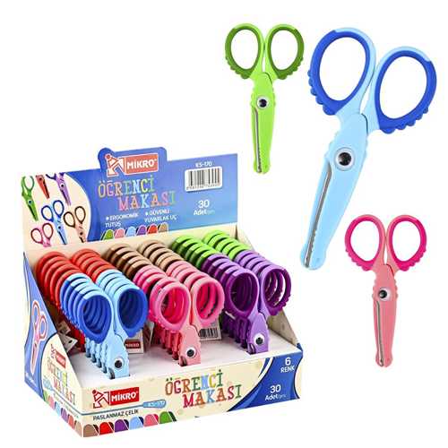 MİKRO KS-170 ÖĞRENCİ MAKASI ÇİFT RENKLİ TİMSAH -30