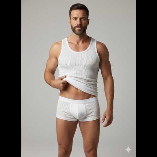 ERKEK BEYAZ FİLE TANK TOP BOXER TAKIMI