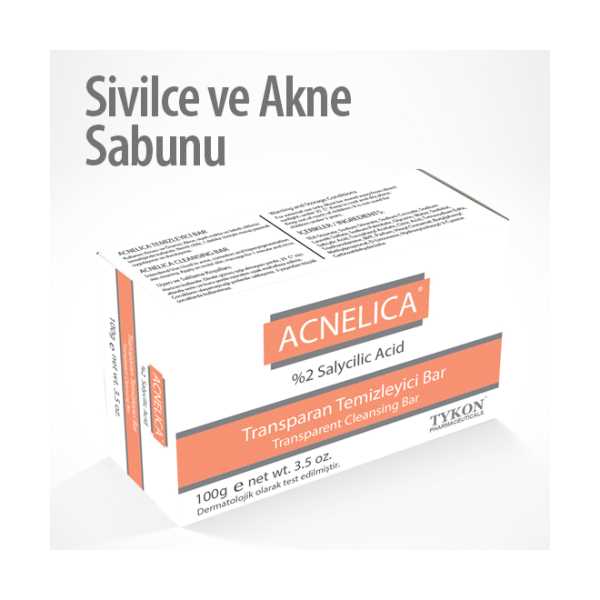 ACNELİCA SİVİLCE, AKNE, SİYAH NOKTA VE LEKELİ CİLTLER İÇİN TEMİZLEYİCİ BAR 100 GR.
