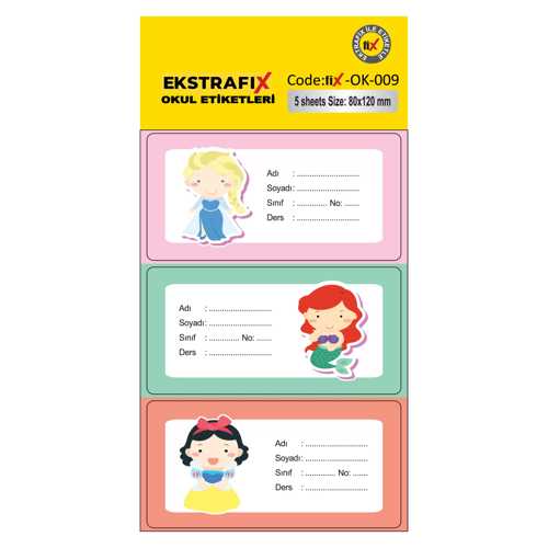EKSTRAFİX (OK-009) OKUL ETİKET 80X120MM Q