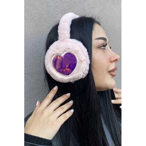 AÇIK PEMBE RENK KALP FİGÜRLÜ PELUŞ KULAKLIK