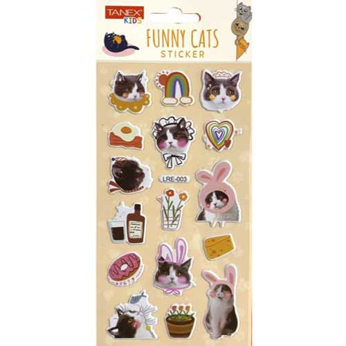 TANEX TNX-5096 FUNNY CATS STİCKER-3 PUFFY STİCKER