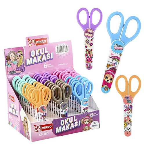 MİKRO KS-160 BÜYÜK KABLI OKUL MAKASI KIZ -30-