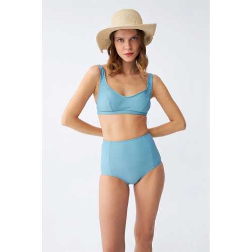 KADIN BASIC TURKUAZ PEDLI YÜKSEK BEL BIKINI TAKIMI