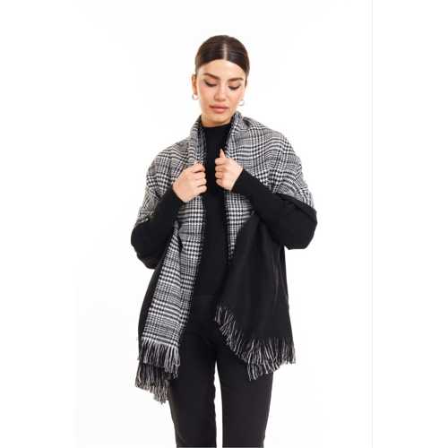 4 MEVSİMLİK ÇİFT TARAFLI EKOSELİ YÜNLÜ OMUZ ŞALI - 70X190CM - KIŞLIK ŞAL