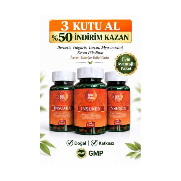 İNSUMİX (BERBERİS VULGARİS, TARÇIN, MYO-İNOSİTOL, KROM) 60 KAPSÜL (3'LÜ SET)