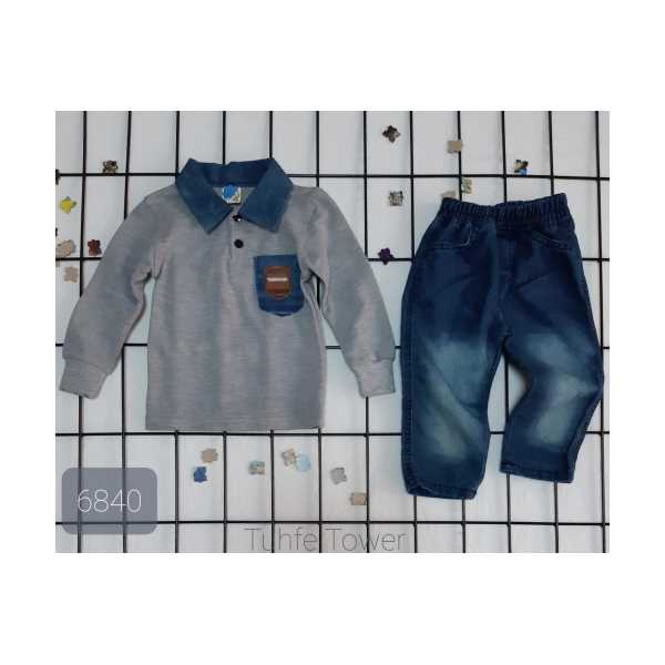 POLO YAKA SWEATSHİRT & KOT PANTOLON BEBEK TAKIM TUHFETOWER