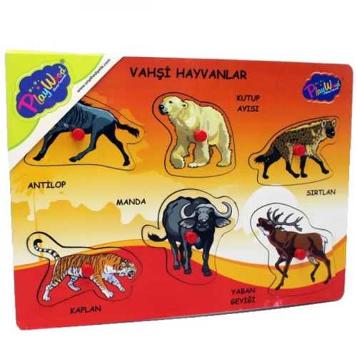 PW AHŞAP TUTMALI PUZZLE VAHŞİ HAYVANLAR