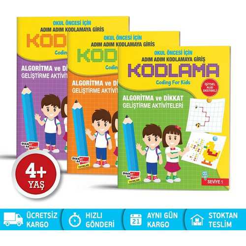 DİKKAT OKUL ÖNCESİ ADIM ADIM KODLAMAYA GİRİŞ(3LÜ)