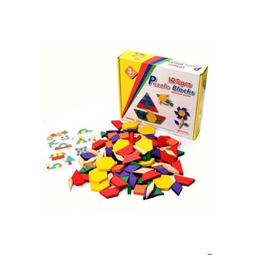 AHŞAP 125 PARÇA RENKLİ TANGRAM ZEKA GELİŞTİRİCİ EĞİTİCİ BOK PUZZLE SETİ