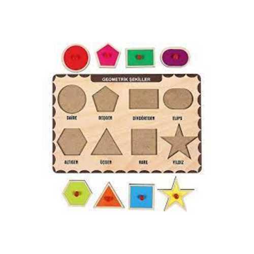 AHŞAP TUTMALI PUZZLE 8 GEOMETRİK ŞEKİLLER
