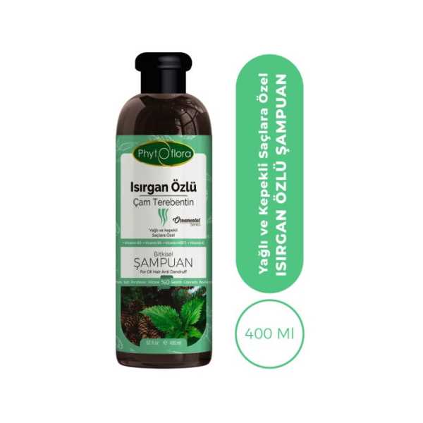  PHYTOFLORA TUZSUZ YAĞLI VE KEPEKLİ SAÇLARA ÖZEL ISIRGAN ÖZLÜ BİTKİSEL ŞAMPUAN - 400 ML.