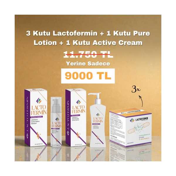 LACTOFERMİN 3 KUTU + 1 KUTU ACTİVE KREM+1 KUTU PURE LOTİON