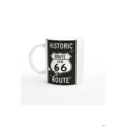 ROUTE 66 KURŞUN İZLİ RETRO METAL LEVHA TEMALI KUPA BARDAK