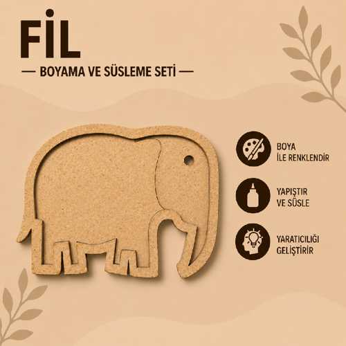 ESMAY MDF BOYAMA OBJESİ KATMANLI FİL 14X10CM