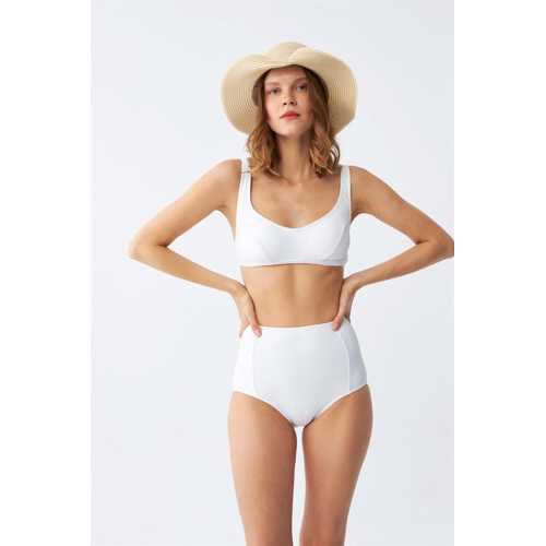 KADIN BASIC BEYAZ PEDLI YÜKSEK BEL BIKINI TAKIMI