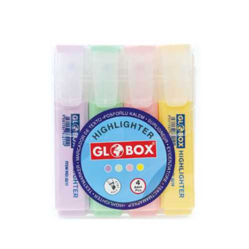 GLOBOX FOSFORLU KALEM 4LÜ RENK PASTEL 3230