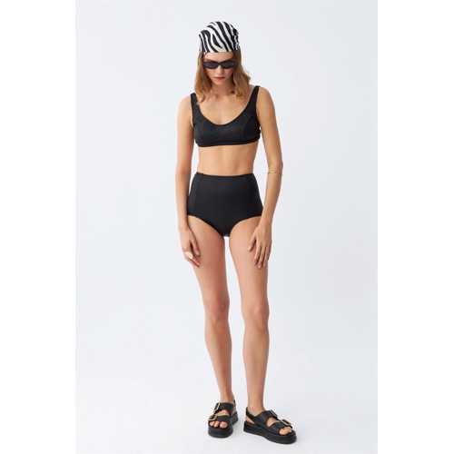 KADIN BASIC SIYAH PEDLI YÜKSEK BEL BIKINI TAKIMI