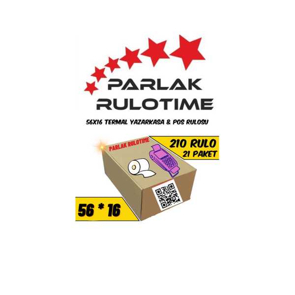 PARLAK RULOTIME 56*16 TERMAL YAZARKASA POS RULOSU 210 LU 