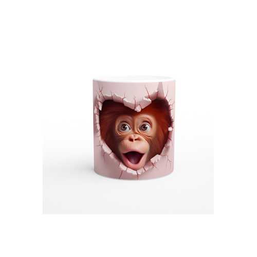KALP ÇATLAĞINDAN BAKAN ŞAŞKIN ORANGUTAN TEMALI BASKILI KUPA BARDAK