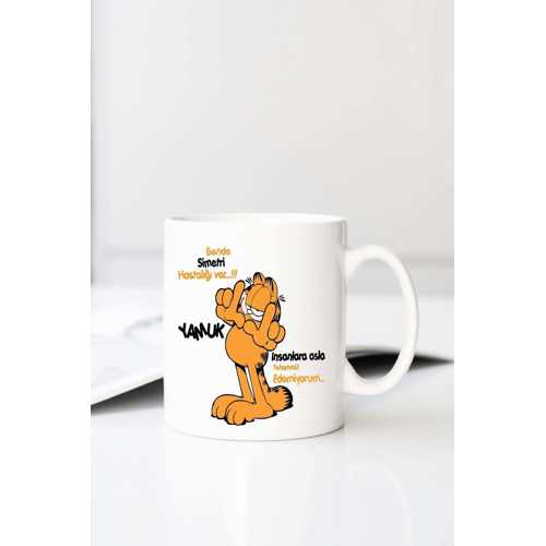 GARFİELD KOMİK YAZ LAR HUNORS BASKILI 330 ML PORSELEN KUPA BARDAK (123522-2)