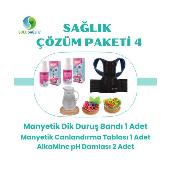 SOLE SAĞLIK ÇÖZÜM PAKETİ 4 (MANYETİK DİK DURUŞ KAMBURLUK BANDI 1 ADET, TABLA 1 ADT, ALKAMİNE 2 ADT)