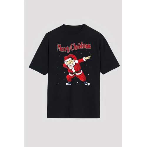 MERRY CHRISTMAS BASKILI NOEL BABALI T-SHIRT - SIYAH
