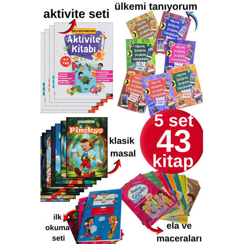 43 KİTAPLIK DEV ÇOCUK EĞİTİM SETİ – MASAL, İLK OKUMA, ETKİNLİK VE TÜRKİYE BÖLGELERİ