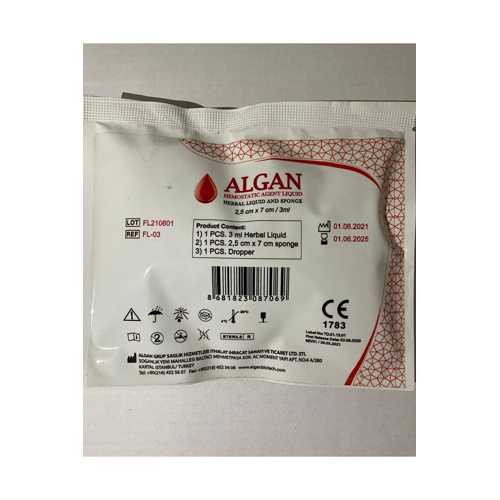 HEMOSTATİC AGENT SIVI - (BİTKİSEL SIVI VE SPANÇ-TAMPON) 2,5CM X 7CM / 3 ML.