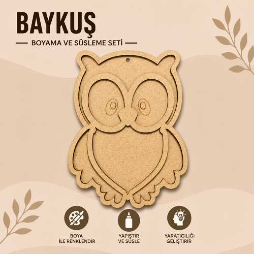 ESMAY MDF BOYAMA OBJESİ 20X15CM BAYKUŞ