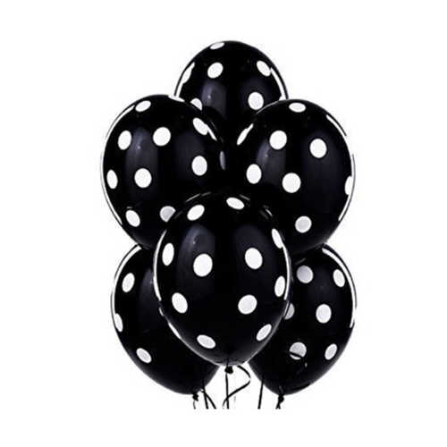 BALONEVİ BALON SİYAH ÜZERİ PUANTİYE 12" 8Lİ 7986