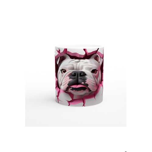 ÇATLAK DUVARDAN BAKAN BULLDOG TEMALI BASKILI KUPA BARDAK