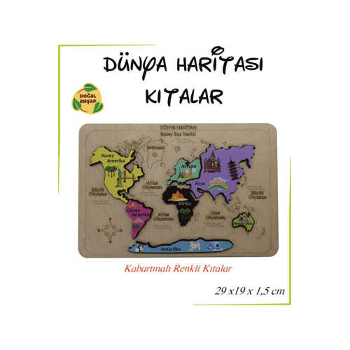 ANKEBUT OKUL ÖNCESİ AHŞAP DÜNYA HARİTASI KITALAR