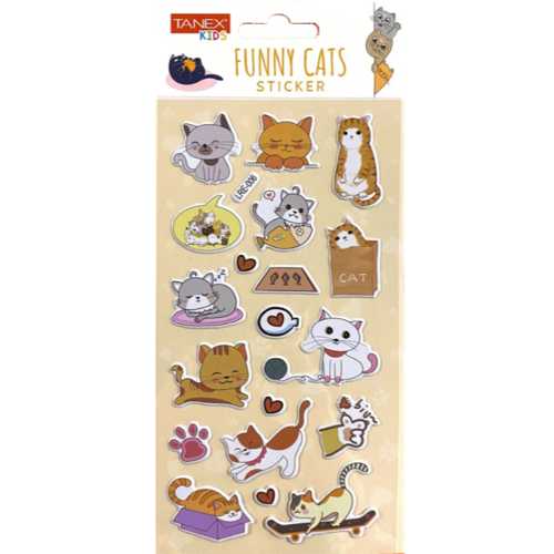 TANEX TNX-5098 FUNNY CATS STİCKER-5 PUFFY STİCKER