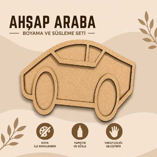 ESMAY MDF BOYAMA OBJESİ 20X15CM YARIŞ ARABASI