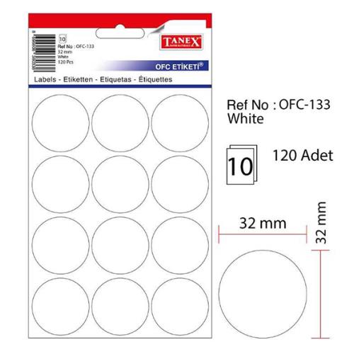TANEX OFİS ETİKETİ ?32MM OFC-133 BEYAZ