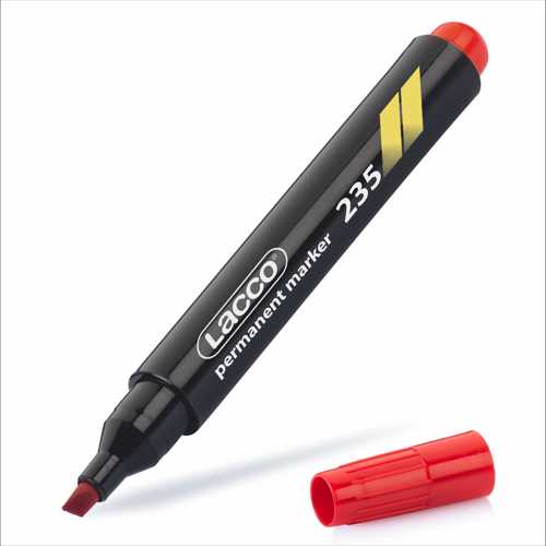 LACCO PERMANENT MARKER KALEM KESİK UÇ KIRMIZI -12-