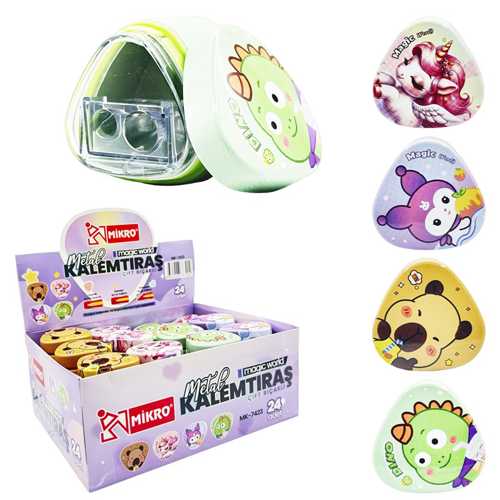 MİKRO MK-7423 ÇİFTLİ METAL KALEMTIRAŞ WORLD -24-