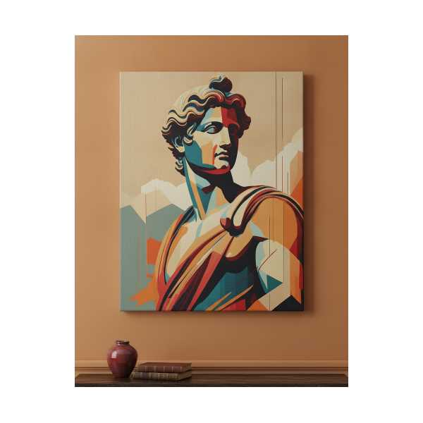 GEOMETRIK DAVID HEYKELI KANVAS TABLO | MODERN POP ART ANTIK YUNAN BÜSTÜ DUVAR DEKORU